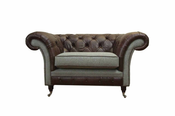 Chesterfield sillón orejero gris juego de sofás sillón sofá sofá de cuero nuevo