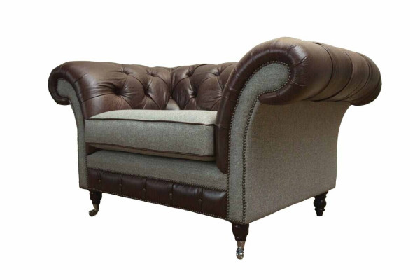 Chesterfield sillón orejero gris juego de sofás sillón sofá sofá de cuero nuevo