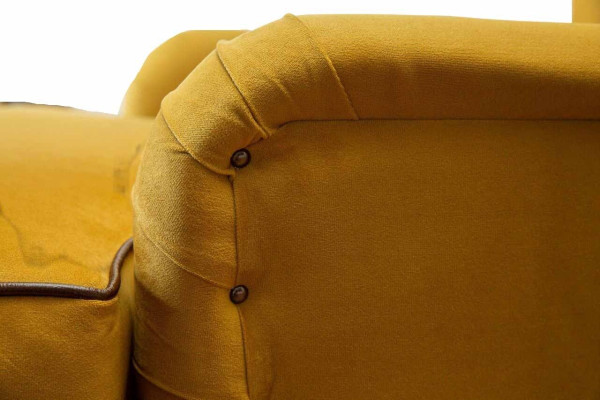 Sofá de una plaza en tela para sala de estar de lujo, mueble individual Chesterfield.