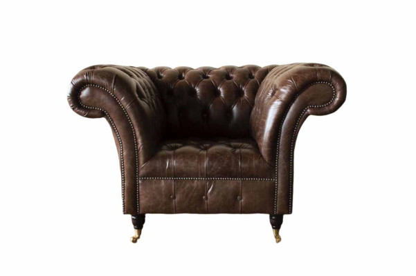 Sillón Chesterfield diseño clásico sala de estar tapizado individual estilo muebles