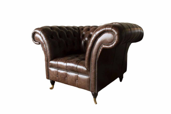 Sillón Chesterfield diseño clásico sala de estar tapizado individual estilo muebles