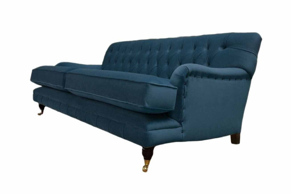 Diseño Chesterfield Sofá de lujo 3 plazas Azul Sofá de tela Nuevo