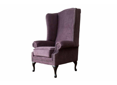 Sillón Chesterfield de tela Lounge Club Acolchado Lila Lujo Sillón de orejas