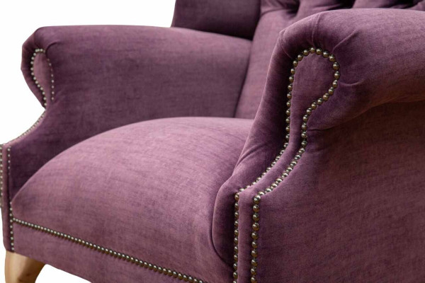 Sillón tipo orejero de diseñador, textil, 1 asiento, sofás, cojín Chesterfield, asiento.