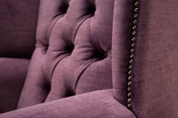 Sillón tipo orejero de diseñador, textil, 1 asiento, sofás, cojín Chesterfield, asiento.