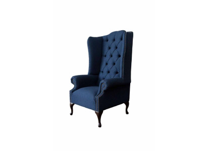 Chesterfield sillón de orejas Relax Butaca Silla Tapizado Tela Textil 1 Asiento