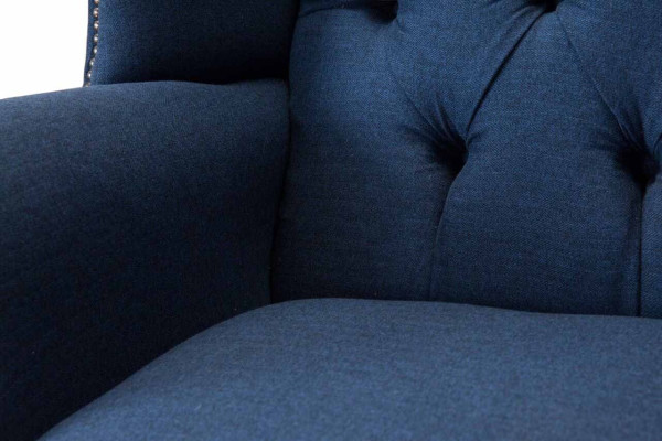 Chesterfield sillón de orejas Relax Butaca Silla Tapizado Tela Textil 1 Asiento