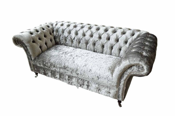Sofá Chesterfield de diseño, sofá de 2 plazas, tapizado en gris, sofás nuevos.