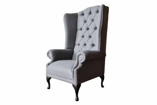 Sillón Chesterfield Sofa Couch Tapizado 1 Plaza Gris Sillón Textil
