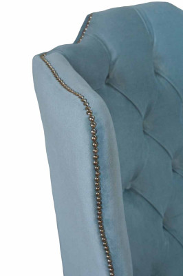 Sillón de orejas azul bebé Diseño de sillón Sofá Sofá Chesterfield Tela Nuevo