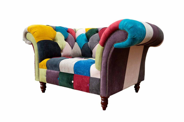 Sillón diseño Chesterfield Lounge Multicolor Sofá individual 130cm Nuevo.