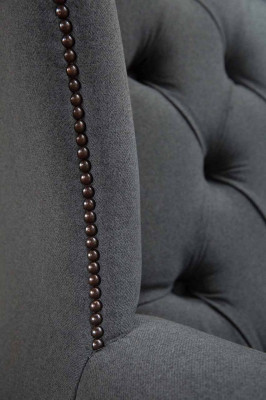 Gris Sillón de orejas Diseño Sofá Chesterfield Tela Nuevo