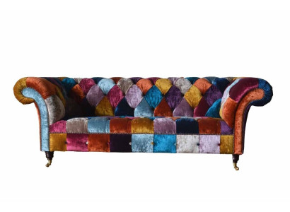 Chesterfield Textil Sofá Sofá Tapizado Sofás Tela de lujo de 3 plazas Diseño