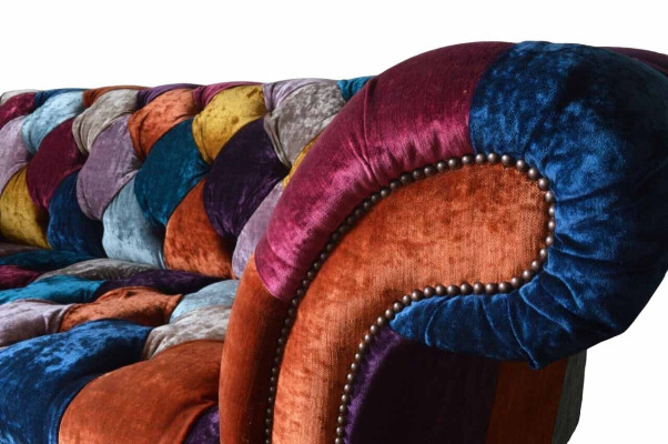 Chesterfield Textil Sofá Sofá Tapizado Sofás Tela de lujo de 3 plazas Diseño