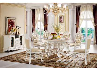 Juego de comedor Grupo de comedor Mesa de madera Conjunto completo de 7 piezas Mesa de comedor 6 sillas