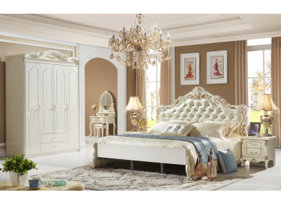 Cama mesita de noche armario conjunto de dormitorio de lujo de 4 piezas diseño