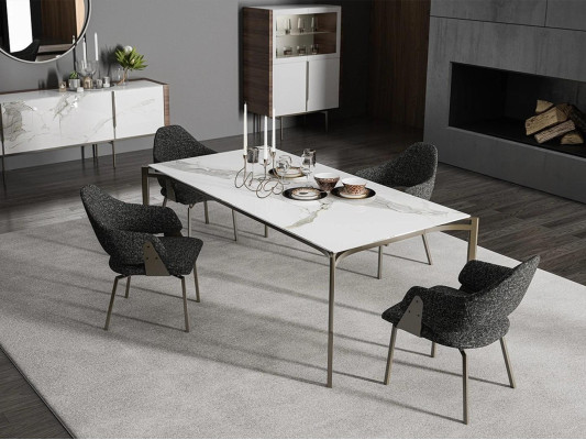 Juego de comedor de lujo de 8 piezas, mesa de comedor, sillas 4x, muebles de madera, aparador