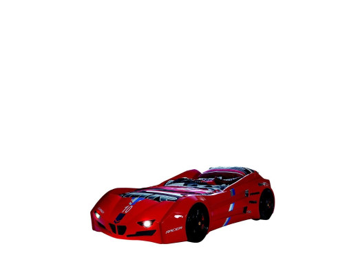 Cama de carreras para niños en rojo.