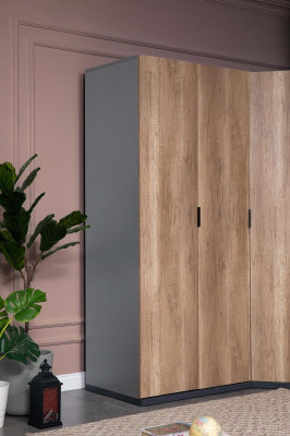 Armario juvenil marrón, armarios, diseño de muebles nuevo, dormitorio.