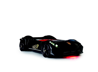 Muebles para niños Cama Dormitorio Coche de carreras Carro de madera Camas Negras Nuevas