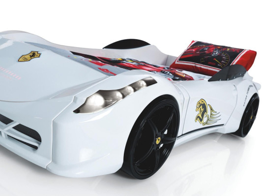 Muebles para niños Cama Dormitorio Coche de carreras Carro de madera Camas Negras Nuevas