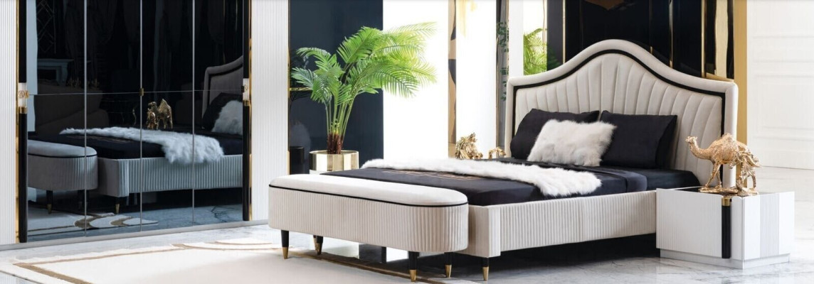 Textil Dormitorio Muebles Diseño Grupo de 5 piezas. Conjunto de 2 mesitas de noche y camas nuevas.