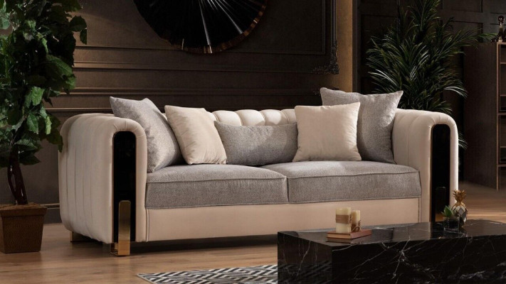 Luxus Set de sofá, conjunto de sofá 3+3+1 plazas Sofá Sofás Sillón Tela 3 piezas Sets.