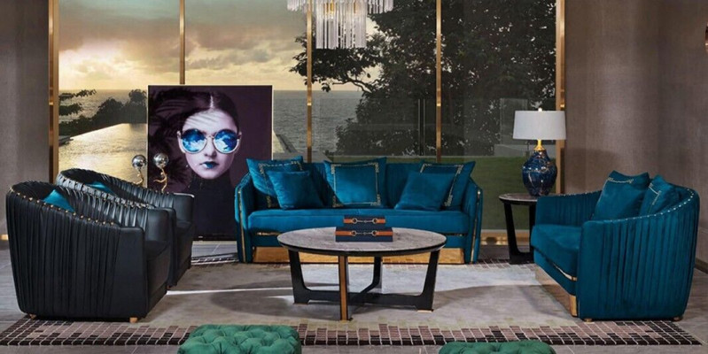 Conjunto de sofá de 5 piezas. Sofá, asientos, mesa de centro, sofá moderno, sofás de cuero.