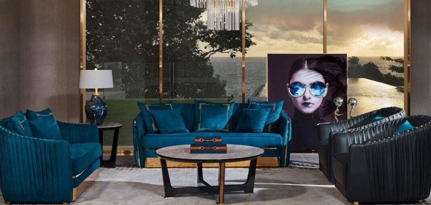 Conjunto de sofá de 5 piezas. Sofá, asientos, mesa de centro, sofá moderno, sofás de cuero.