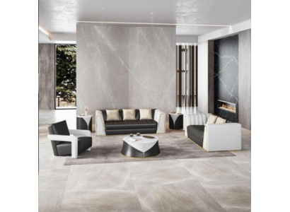 Sala de estar, juego de sofás de 4 piezas, 3+2+1 asientos con tapizado de cuero y mesa de centro