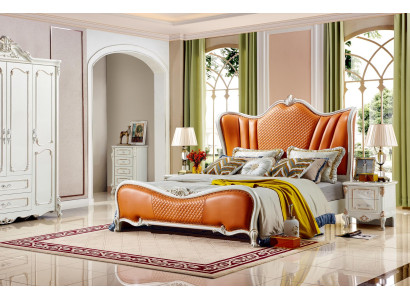 Juego de dormitorio clásico con sofá cama y cama. Muebles elegantes de 3 piezas.
