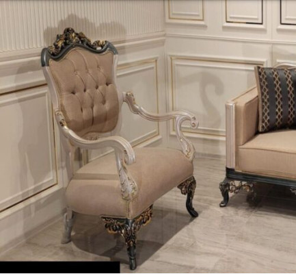 Sillón butaca diseño sofá tapizado tela barroco sala de estar tejido asiento.