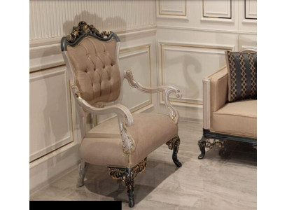 Sillón butaca diseño sofá tapizado tela barroco sala de estar tejido asiento.