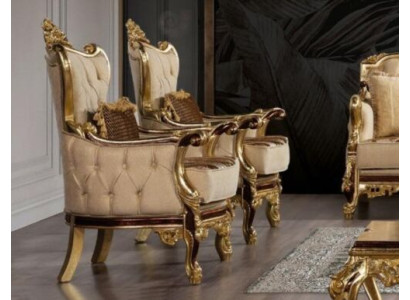 Sillón Diseño Tapizado Sofá Barroco Chesterfield Textil Sala de estar Nuevo Butaca de orejas