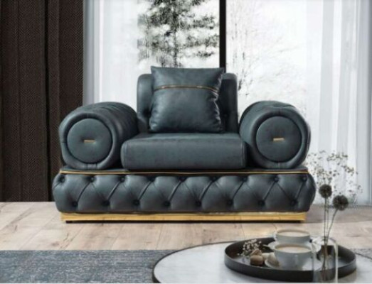 Sillón Chesterfield asiento Barroco Rococó Muebles clásicos Sala de estar Tapizado Nuevo