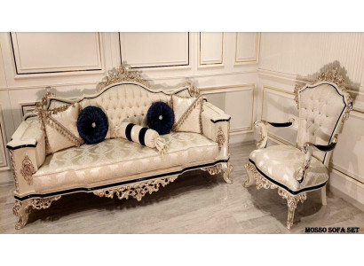 Un sillón clásico de lujo en tono beige de Chesterfield.