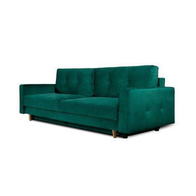 Funcional y mega cómodo sofá cama de 3 plazas en lujoso verde.