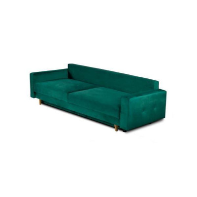 Funcional y mega cómodo sofá cama de 3 plazas en lujoso verde.