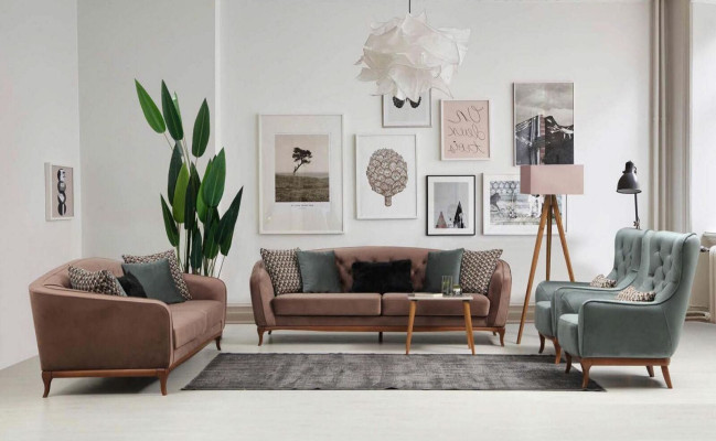 Conjunto de sofá de lujo 4+1 asientos en tela para sala de estar mobiliario de diseño.