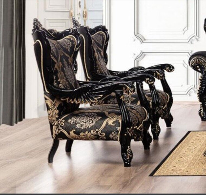 Sillón orejero de lujo de tela diseño tapizado barroco muebles textiles