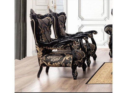 Sillón orejero de lujo de tela diseño tapizado barroco muebles textiles
