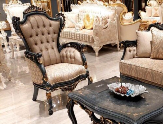 Sillón de lujo, sillón orejero, sofá tapizado de diseño Chesterfield de tela para una persona.