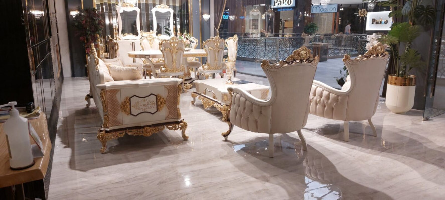 Set de Chesterfield de lujo 3+3+1 mesa de centro barroco rococó cojines de asiento.