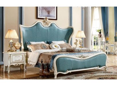 Exclusivo dormitorio muebles camas turquesa barroco rococó cama de madera nueva.