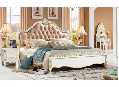 Doble cama Chesterfield dormitorio muebles cama barroco rococó 3 piezas
