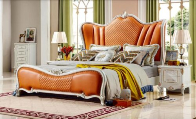 Muebles de dormitorio cama naranja camas 180x200 lujo hotel cama doble.