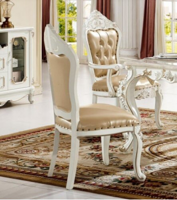 Silla clásica Chesterfield comedor beige sillón solo estilo barroco