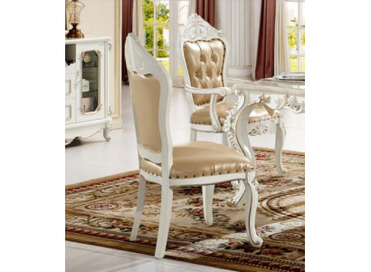 Silla clásica Chesterfield comedor beige sillón solo estilo barroco