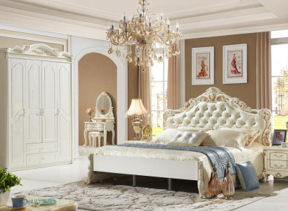 Armario blanco de madera para dormitorio de diseño de muebles clásicos.