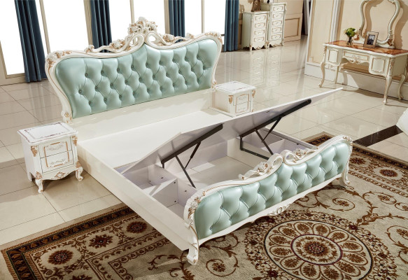 Diseño de cama Muebles de dormitorio Equipamiento Turquesa Camas Chesterfield